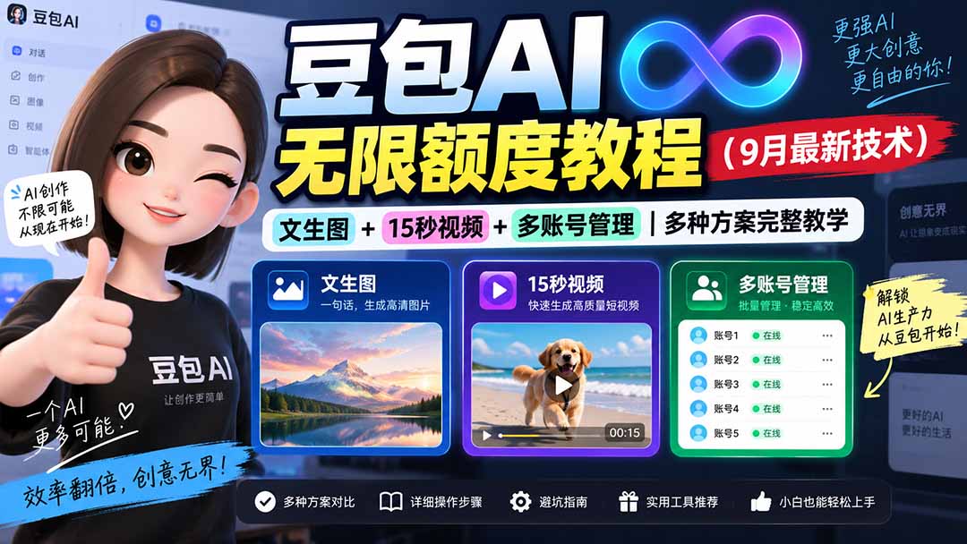 豆包AI无限额度教程(9月最新技术 - 轻创社