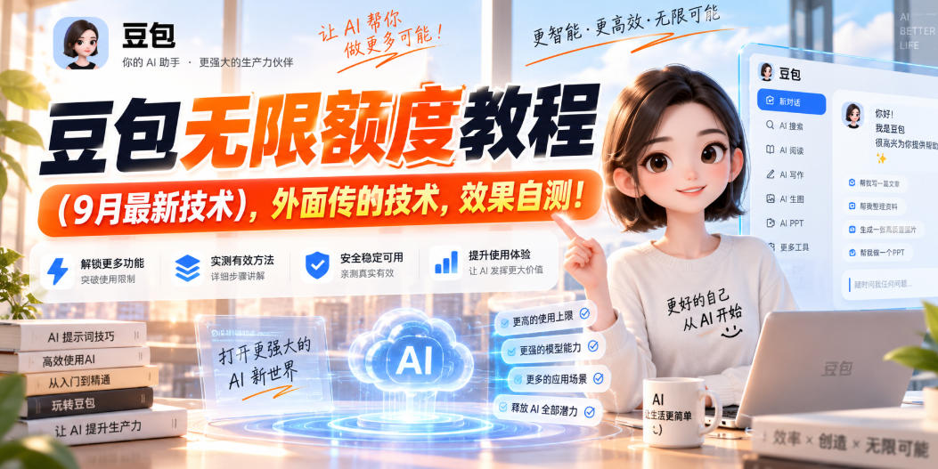 豆包无限额度教程(9月最新技术)，外面传的技术，效果自测！ - 轻创社