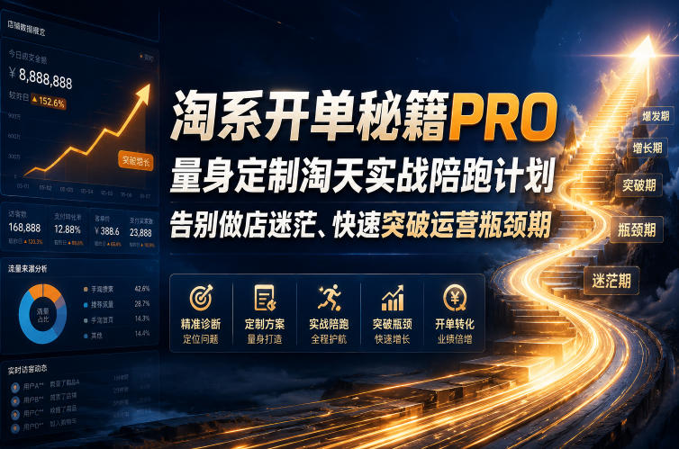 淘系开单秘籍PRO，量身定制淘天实战陪跑计划，告别做店迷茫、快速突破运营瓶颈期(更新260906) - 轻创社