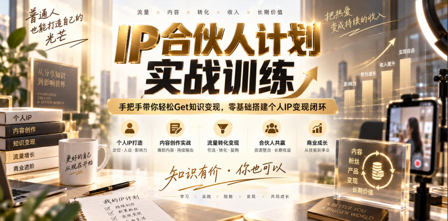 IP合伙人计划实战训练，手把手带你轻松Get知识变现，零基础搭建个人IP变现闭环(更新260908) - 轻创社