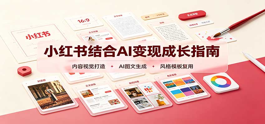 小红书结合AI变现成长指南：账号精准定位，内容视觉打造，搭建可复制流量获客体系 - 轻创社