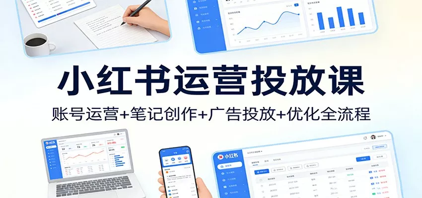 小红书运营投放课：账号运营+笔记创作+广告投放+优化全流程 - 轻创社