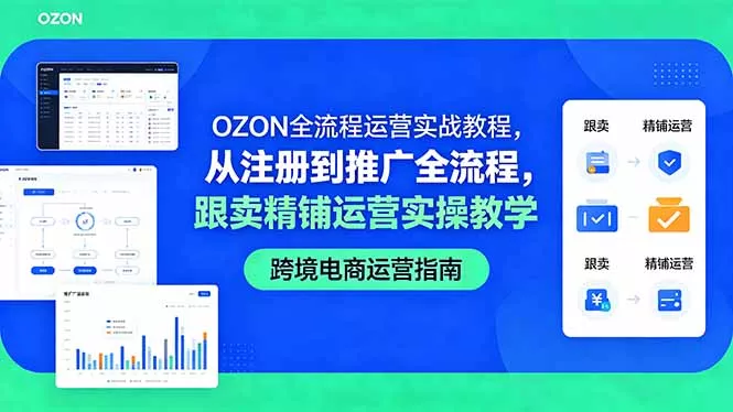 OZON全流程运营实战教程，从注册到推广全流程，跟卖精铺运营实操教学 - 轻创社