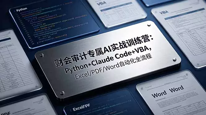财会审计专属 AI实战训练营：Python+Claude Code+VBA，Excel/PDF/Word自动化全流程 - 轻创社