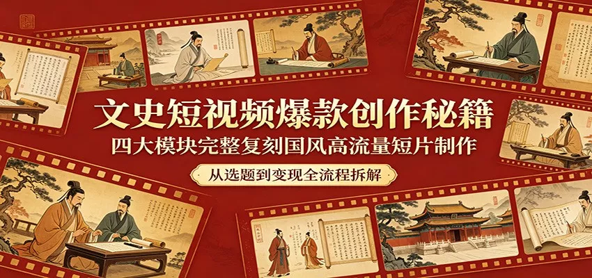 文史短视频爆款创作秘籍:四大模块完整复刻国风高流量短片制作 - 轻创社