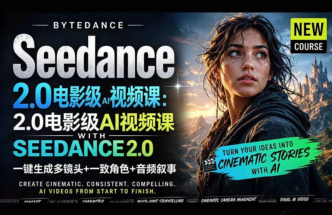 Seedance 2.0电影级AI视频课:一键生成多镜头+一致角色+音频叙事 Seedance 2.0电影级AI视频课:一键生成多镜头+一致角色+音频叙事