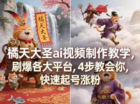 橘天大圣ai视频制作教学，刷爆各大平台，4步教会你，快速起号涨粉 - 轻创社