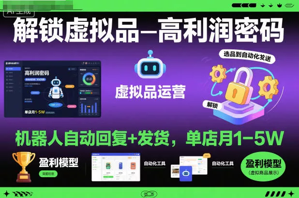 解锁虚拟品高利润密码：机器人自动回复+发货，单店月1-5W【揭秘】 - 轻创社