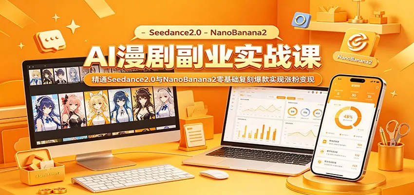 AI漫剧副业实战课：精通Seedance2.0与NanoBanana2零基础复刻爆款实现涨粉变现 - 轻创社