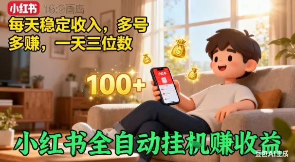 小红书自动挂G賺收益,每天稳定收入,多号多賺,一天三位数【揭秘】