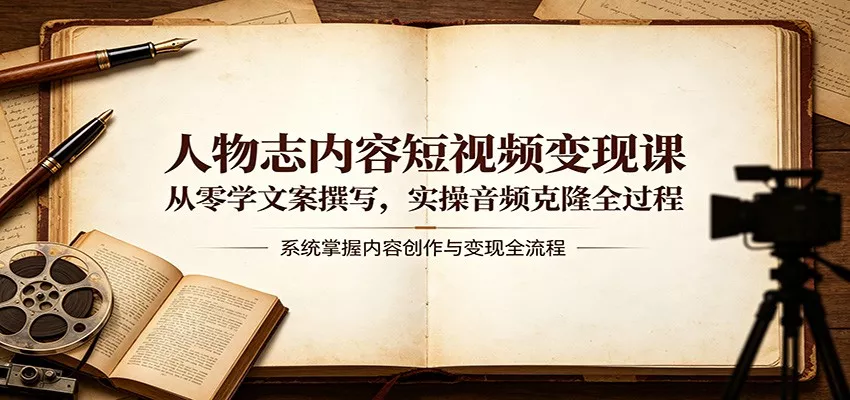 人物志内容短视频变现课：从零学文案撰写，实操音频克隆全过程 - 轻创社