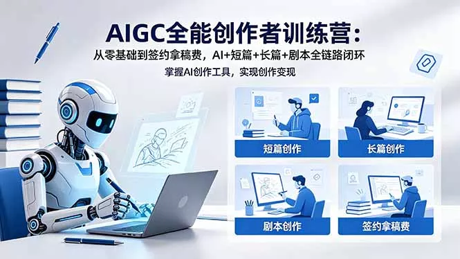 AIGC全能创作者训练营：从零基础到签约拿稿费，AI+短篇+长篇+剧本全链路闭环 - 轻创社