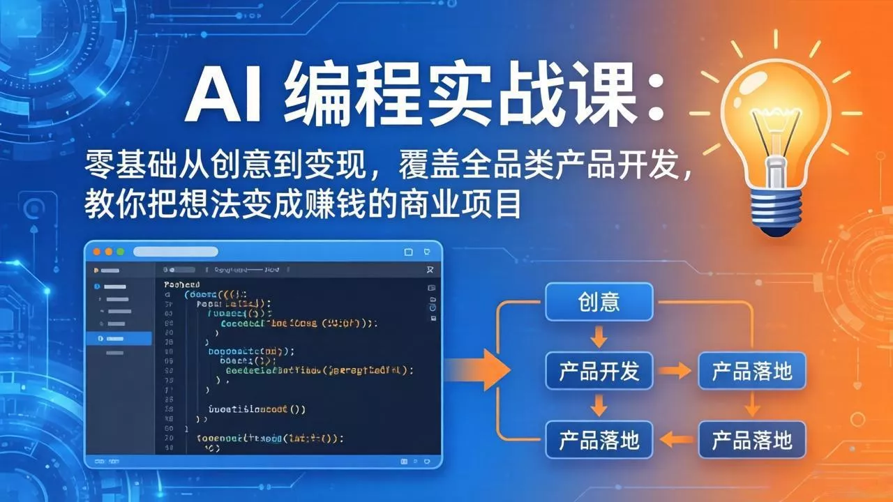 AI编程实战课-第三期-5月3更新:零基础从创意到变现,覆盖全品类产品开发,把想法变成赚钱项目 AI编程实战课-第三期-5月3更新:零基础从创意到变现,覆盖全品类产品开发,把想法变成赚钱项目