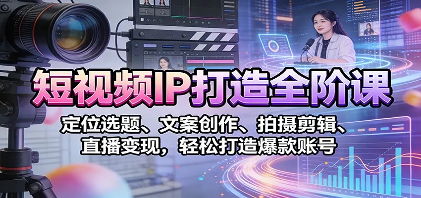 短视频IP打造全阶课：定位选题、文案创作、拍摄剪辑、直播变现，轻松打造爆款账号 - 轻创社