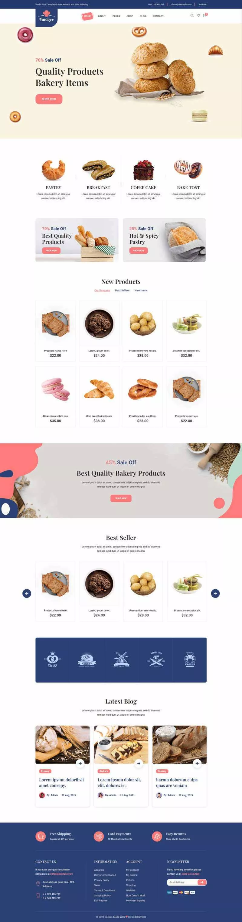 Bootstrap5甜品面包店铺HTML电商模板 - 轻创社