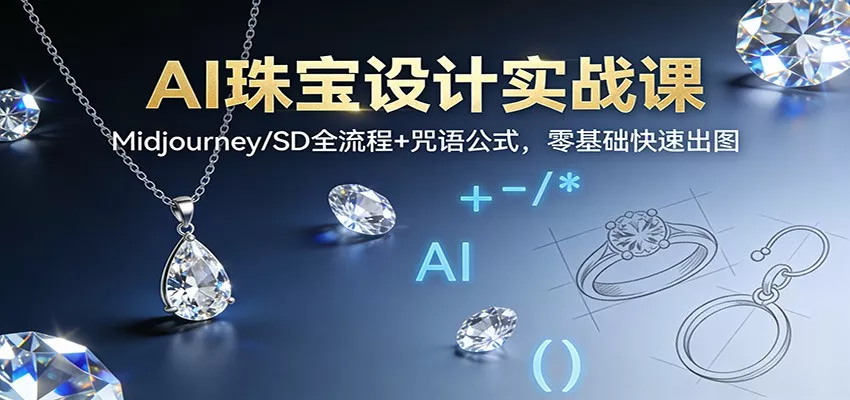 AI珠宝设计实战课：Midjourney/SD全流程+咒语公式，零基础快速出图 - 轻创社