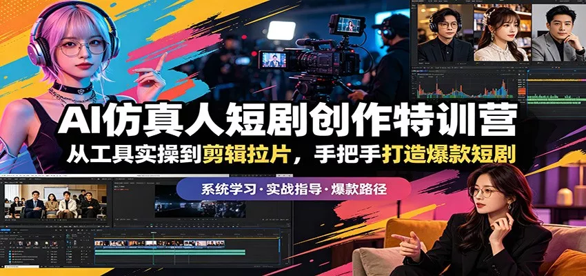 AI仿真人短剧创作特训营：从工具实操到剪辑拉片，手把手打造爆款短剧 - 轻创社
