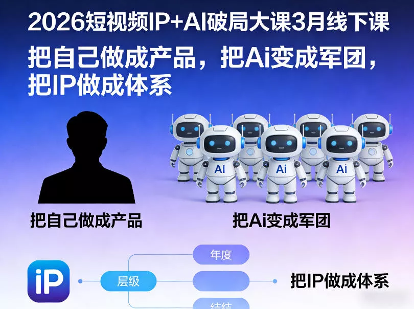 2026短视频IP+AI破局大课3月线下课，把自己做成产品，把Ai变成军团，把IP做成体系 - 轻创社