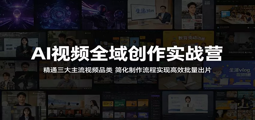 AI视频全域创作实战营：精通三大主流视频品类，简化制作流程实现高效批量出片 - 轻创社
