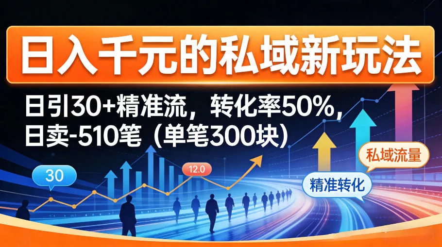 日入千米的私域新玩法：日引30＋精准流，转化率50%，日卖5-10笔(单笔300米) - 轻创社