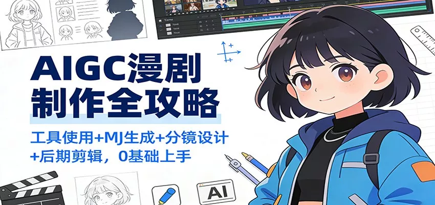 AIGC漫剧制作全攻略：工具使用+MJ生成+分镜设计+后期剪辑，0基础上手 - 轻创社