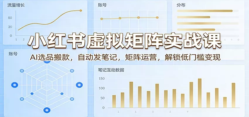 小红书虚拟矩阵实战课：AI选品搬款，自动发笔记，矩阵运营，解锁低门槛变现 - 轻创社