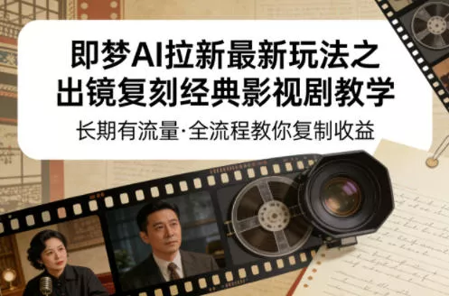即梦AI拉新最新玩法之出镜复刻经典影视剧教学，长期有流量，全流程教你复制收益 - 轻创社