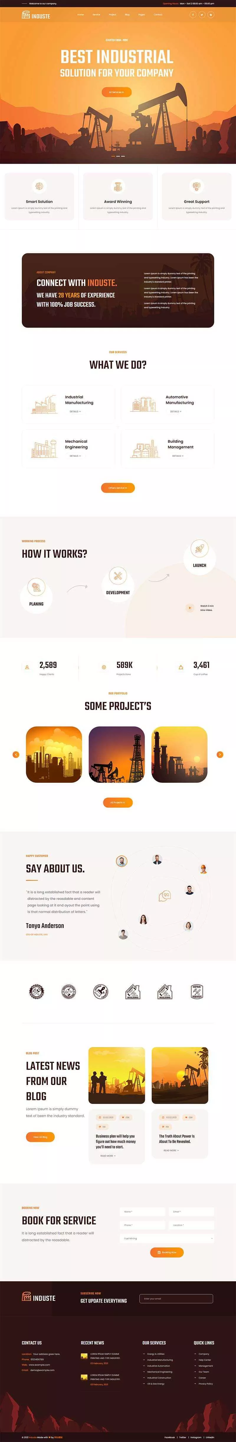 Bootstrap橙色多用途的工业生产企业网站html模板 - 轻创社
