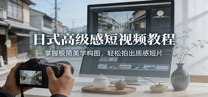 日式高级感短视频教程：掌握极简美学构图，轻松拍出质感短片 - 轻创社