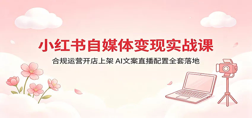 小红书自媒体变现实战课：合规运营开店上架，AI文案直播配置全套落地 - 轻创社