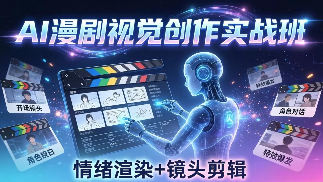 AI漫剧视觉导演思维实战班，从脚本到成片全掌握，分镜设计情绪渲染一站学会 - 轻创社