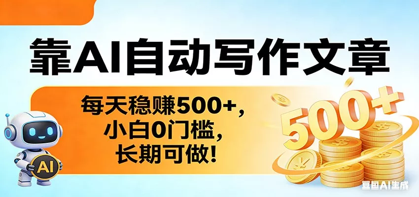 靠AI自动写作文章，每天稳赚500+，小白0门槛，长期可做！ - 轻创社