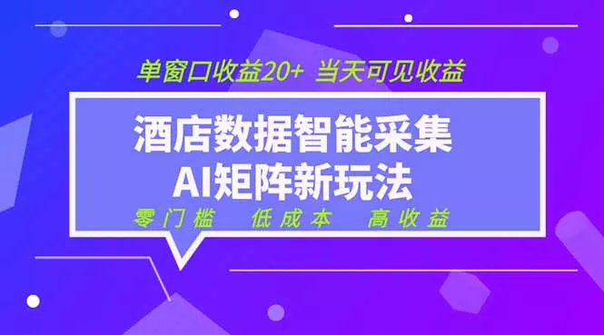 2026酒店数据采集ai智能矩阵新风口 低成本 高收益 当天见收益 单窗口20+ - 轻创社