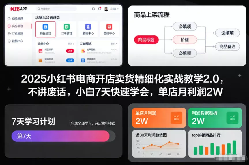 2025小红书电商开店卖货精细化实战教学2.0，不讲废话，小白7天快速学会，单店月利润2W - 轻创社