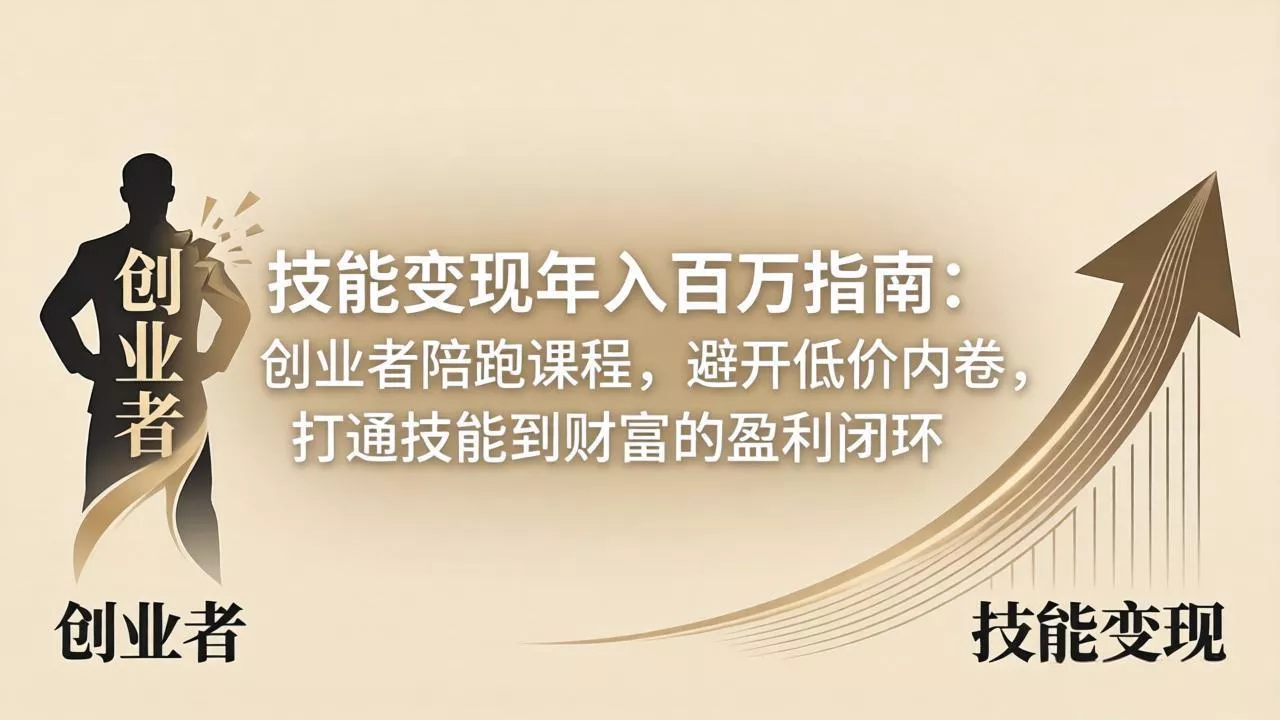 技能变现年入百万指南：创业者陪跑课程，避开低价内卷，打通技能到财富的盈利闭环 - 轻创社