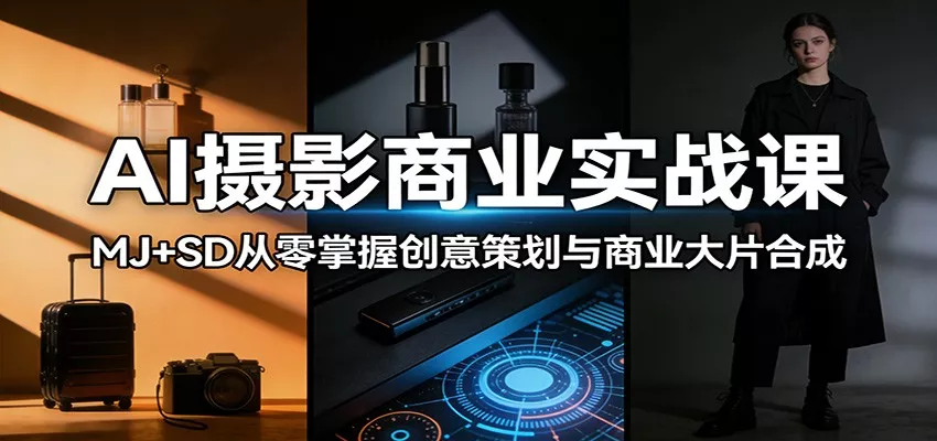 AI摄影商业实战课：MJ+SD从零掌握创意策划与商业大片合成 - 轻创社