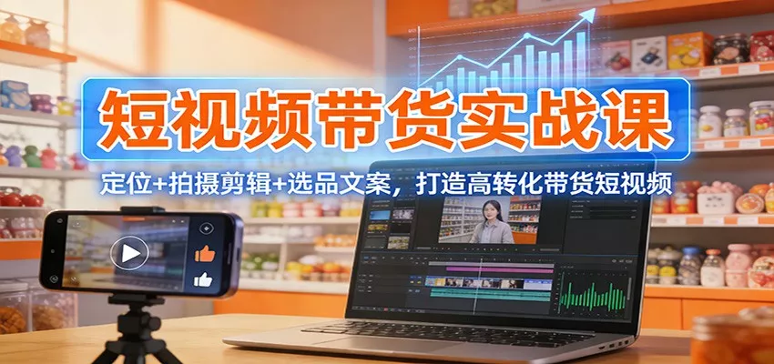 短视频带货实战课：定位+拍摄剪辑+选品文案，打造高转化带货短视频 - 轻创社