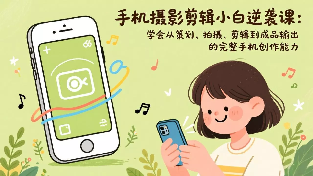 手机摄影剪辑小白逆袭课：学会从策划、拍摄、剪辑到成品输出的完整手机创作能力 - 轻创社