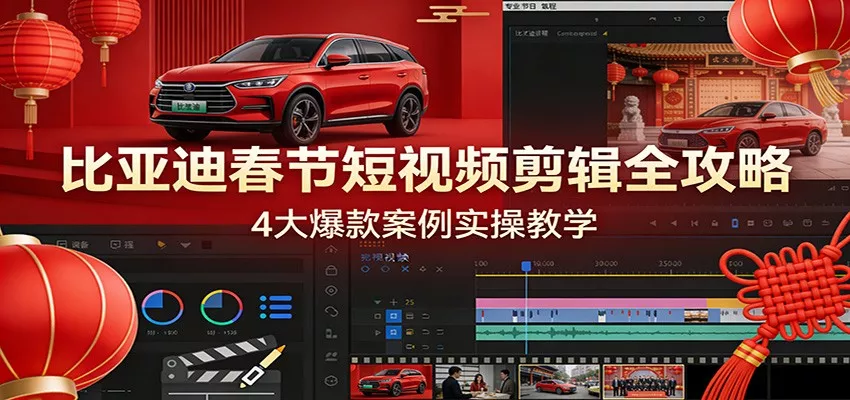 比亚迪春节短视频剪辑全攻略，4大爆款案例实操教学 - 轻创社