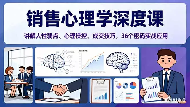 销售心理学深度课，讲解人性弱点、心理操控、成交技巧，36个密码实战应用 - 轻创社