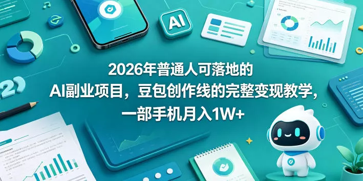 2026年普通人可落地的AI副业项目，豆包创作线的完整变现教学，一部手机月入1W+ - 轻创社