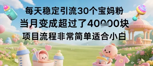 每天稳定引流30个宝妈粉当月变成超过了1W+项目流程非常简单适合小白 - 轻创社