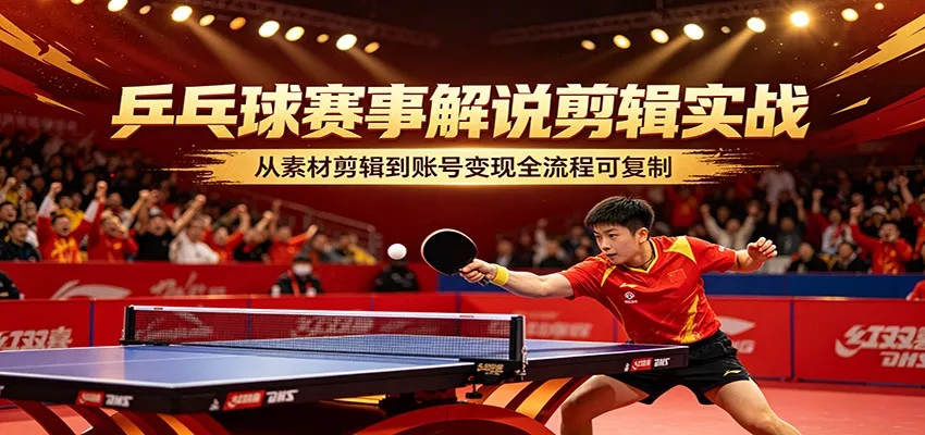乒乓球赛事解说剪辑实战，从素材剪辑到账号变现全流程可复制 - 轻创社