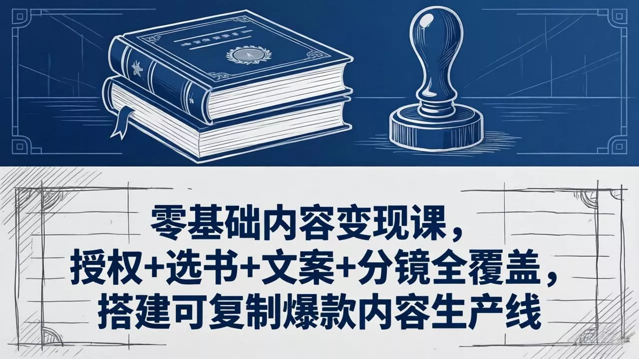 零基础内容变现课，授权+选书+文案+分镜全覆盖，搭建可复制爆款内容生产线 - 轻创社