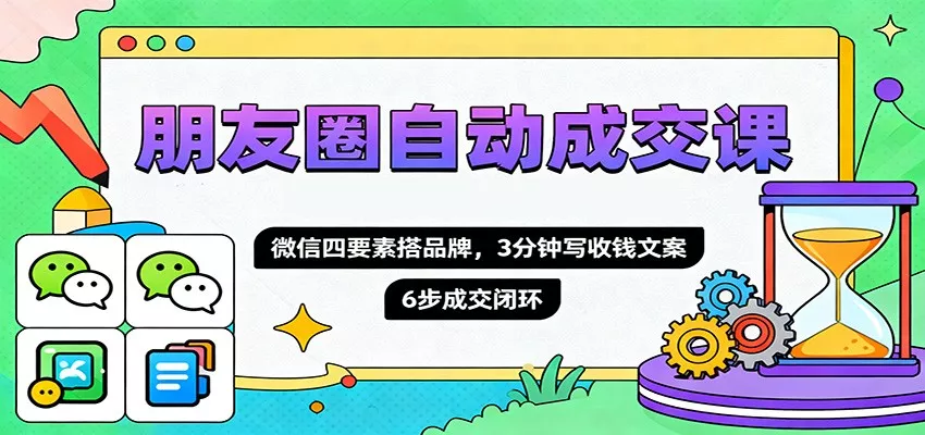 朋友圈自动成交课，微信四要素搭品牌，3分钟写收钱文案，6步成交闭环 - 轻创社