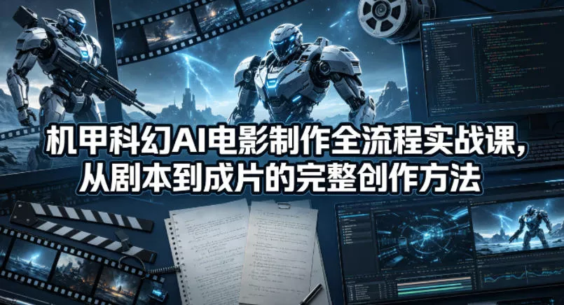 机甲科幻AI电影制作全流程实战课，从剧本到成片的完整创作方法 - 轻创社