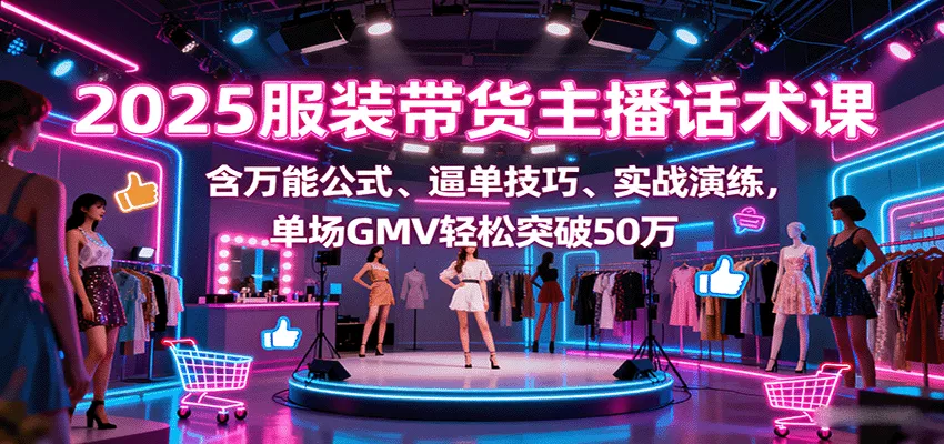 2025服装带货主播话术课，含万能公式、逼单技巧、实战演练，单场GMV轻松突破50万 - 轻创社