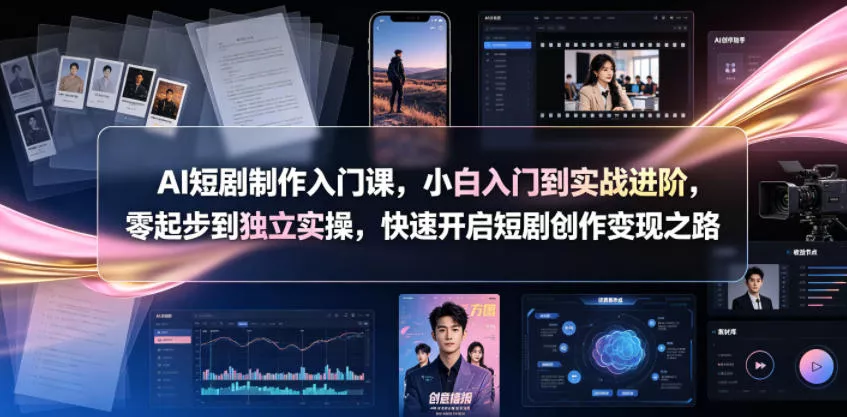 AI短剧制作入门课，小白入门到实战进阶，零起步到独立实操，快速开启短剧创作变现之路 - 轻创社