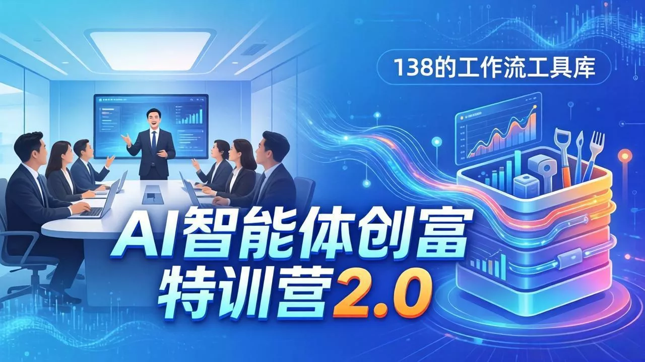 AI智能体创富训练营2.0：3天闭门直播+视频课+工具库，从0到1搭建智能体附138个工作流 - 轻创社