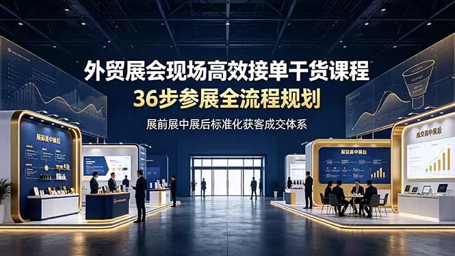 外贸展会现场高效接单干货课程，36步参展全流程规划，展前展中展后标准化获客成交体系 - 轻创社